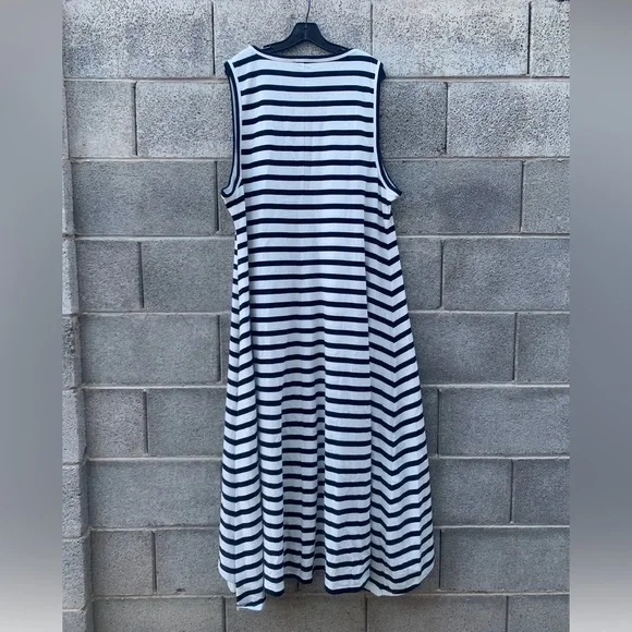 J Crew 3X High-Low Maxi Tank Dress In Navy White Stripe Nautical Vacation A0477 - Picture 7 of 13
